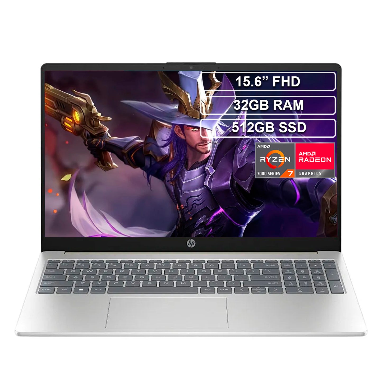 Portátil HP 15-fc0012la Ryzen 7 7730U 32GB 512GB FHD 15.6