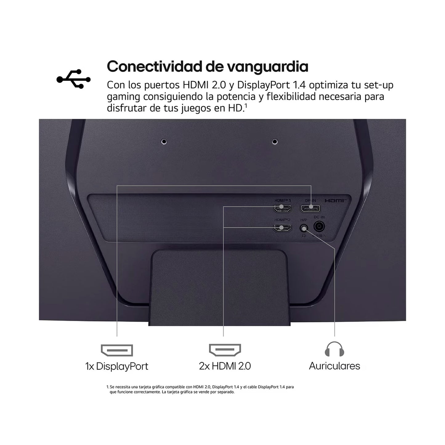 Monitor Gamer UltraGear LG 32” 32GS60QC-B QHD 180Hz 1ms