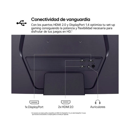Monitor Gamer UltraGear LG 32” 32GS60QC-B QHD 180Hz 1ms