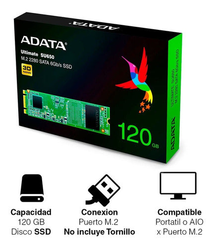 Disco De Estado Solido Ssd 120gb M2 Adata Su650 3d