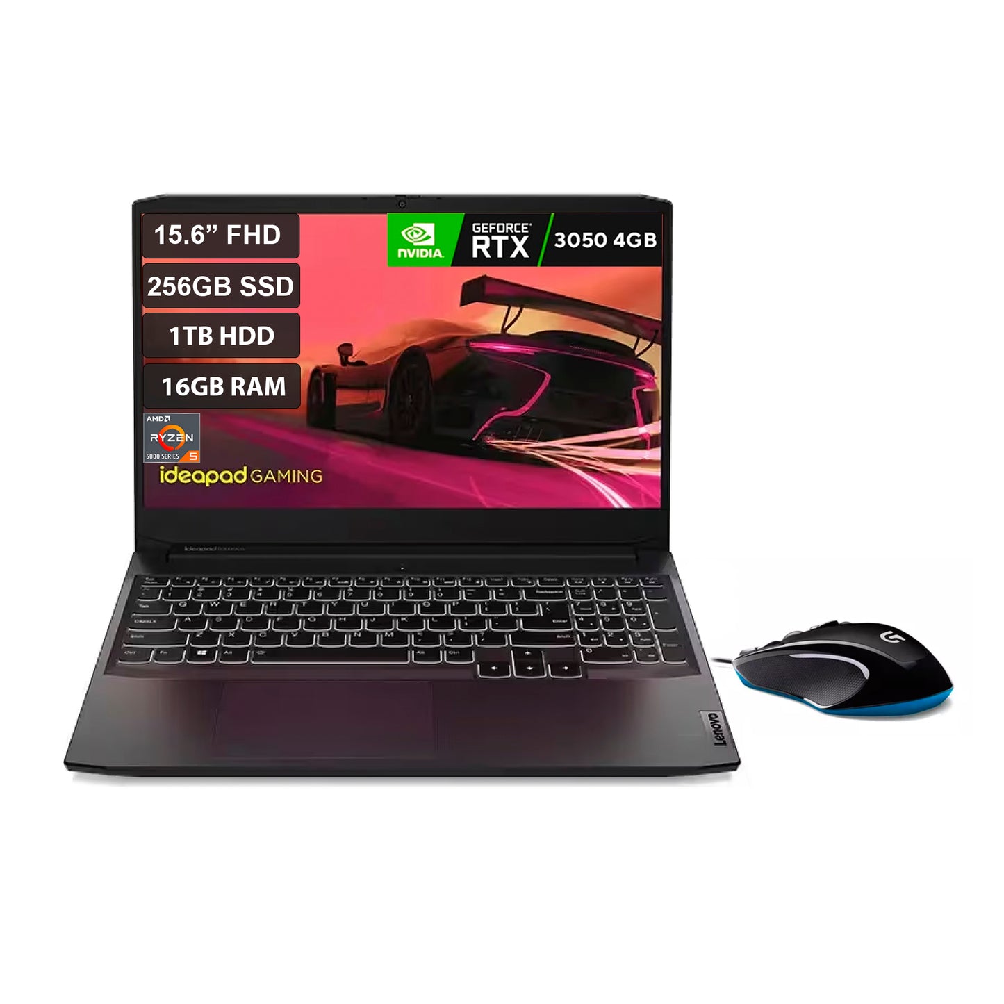 Portátil Lenovo Ryzen 5 5600h 16GB 256GB+1TB RTX 3050 15.6"