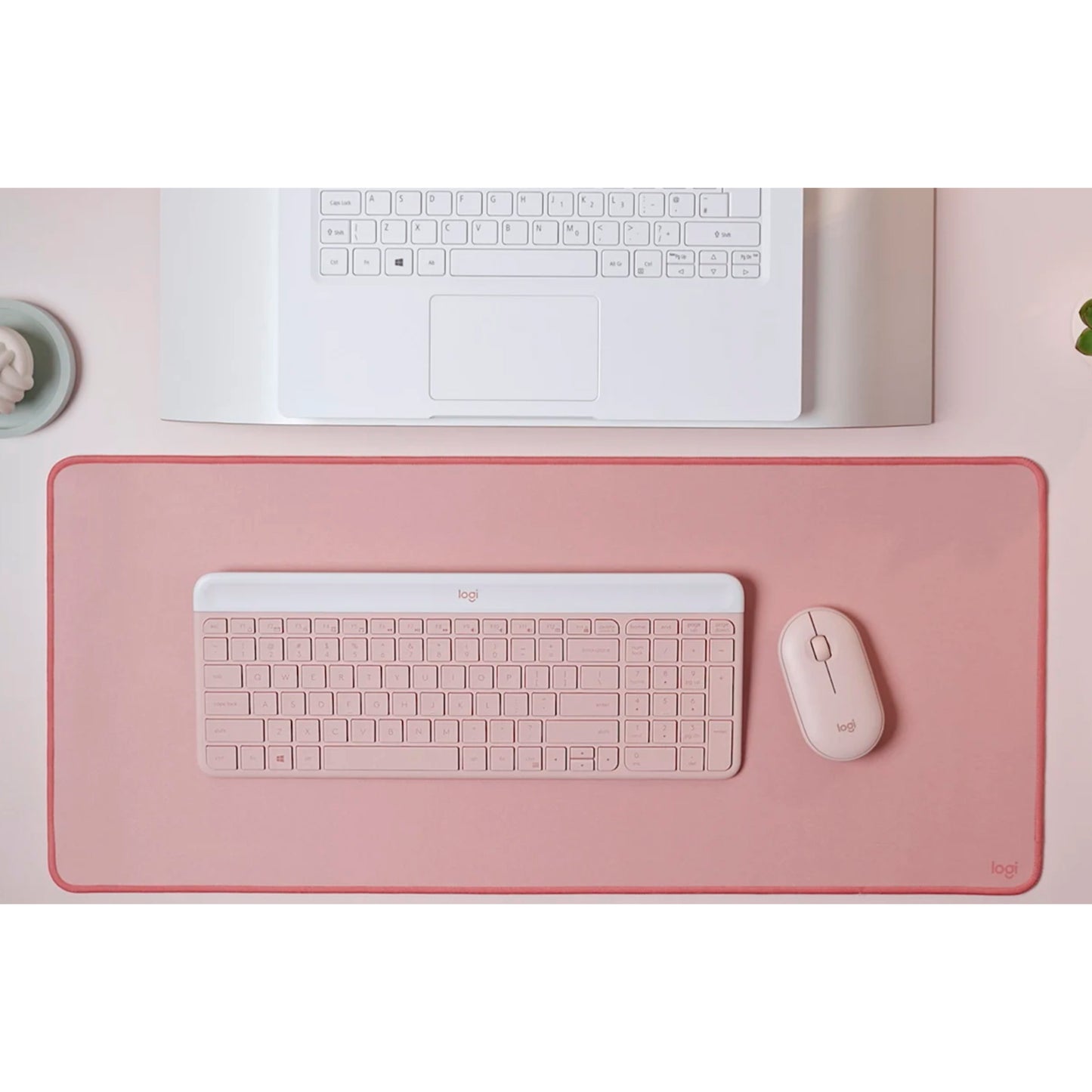 Combo Teclado y Mouse Logitech MK470 Slim inalámbricos Rosa