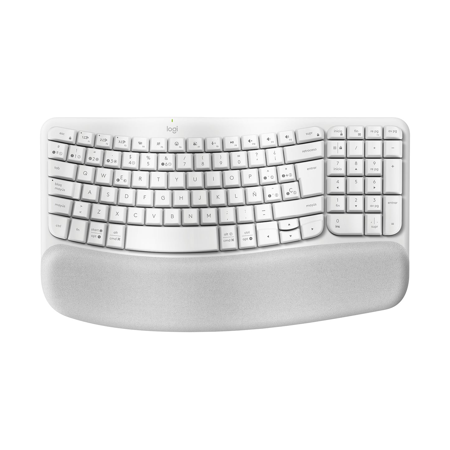 Teclado Logitech Wave Keys Ergonómico Inalámbrico Blanco