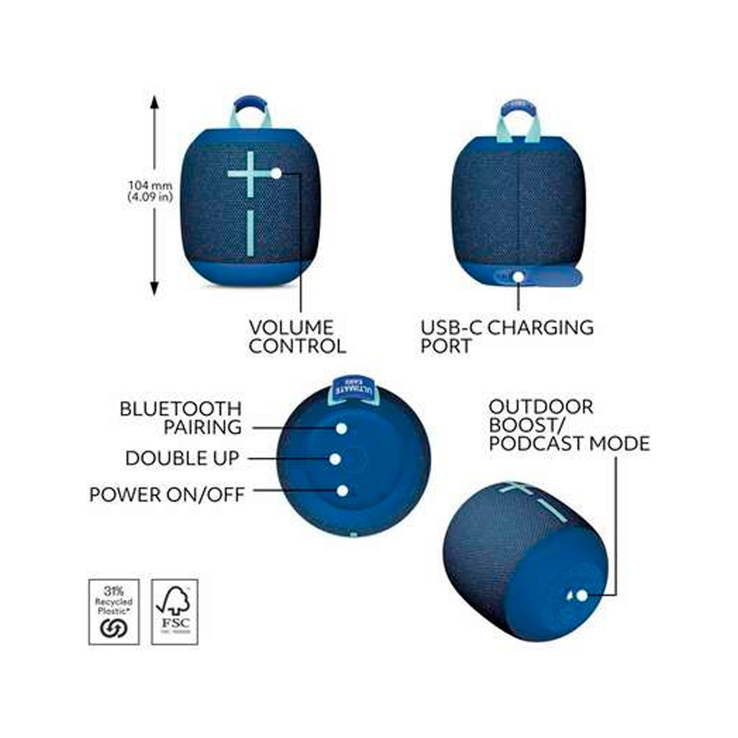 Parlante Ultimate Ears Wonderboom 4 Bluetooth Azul
