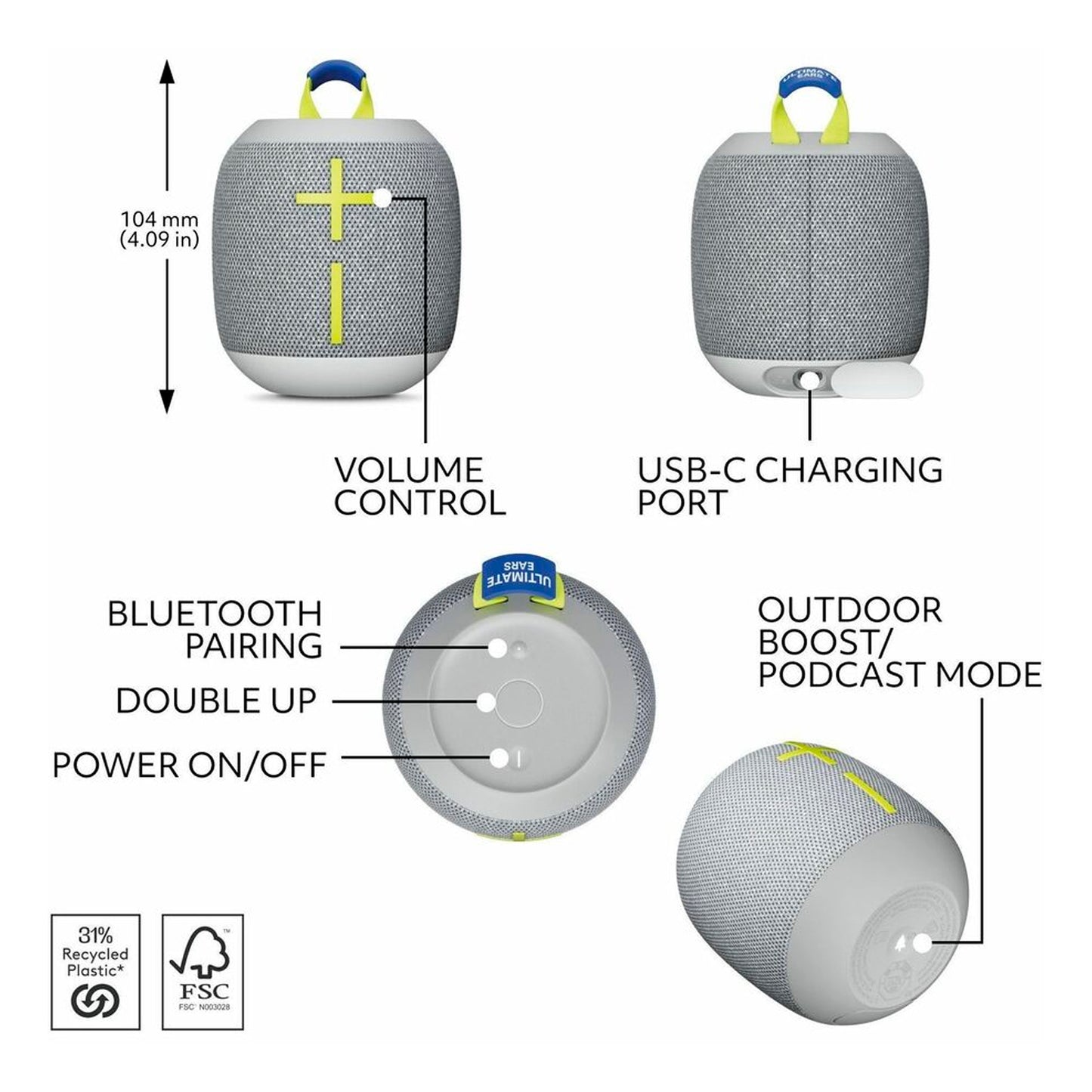 Parlante Ultimate Ears Wonderboom 4 Bluetooth Gris