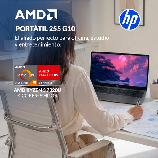 Portátil HP 255 G10 Ryzen 3 7320U 16GB 512GB HD 15.6