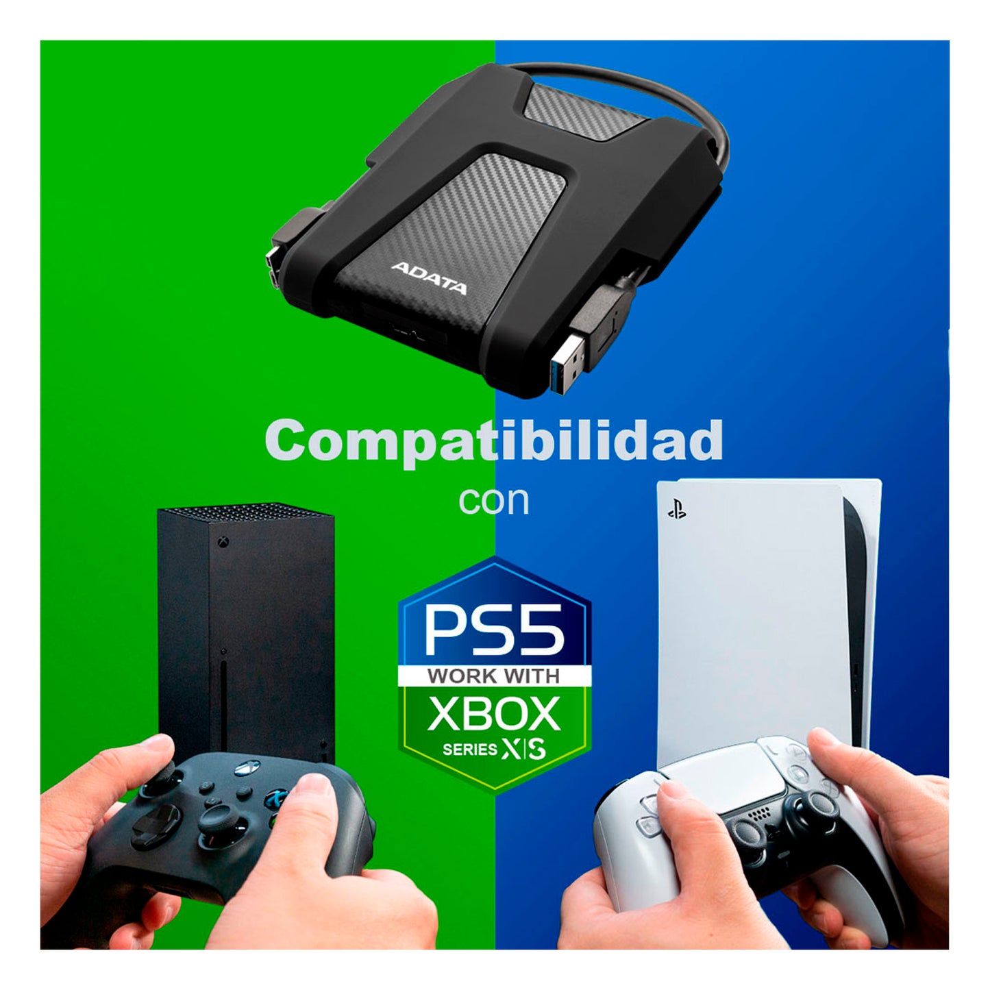 Disco Duro Externo 1tb Antigolpes Adata Hd680 Usb Ps5 Xbox