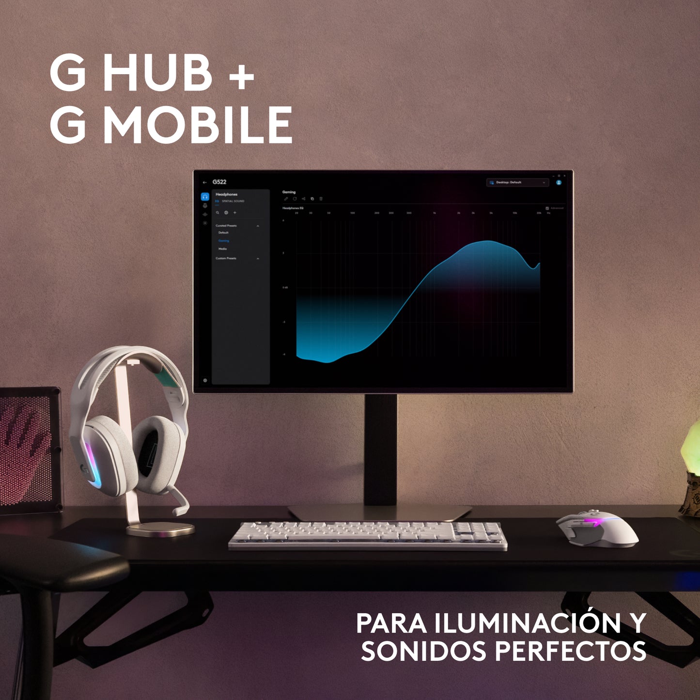 Diadema Gamer Logitech G522 inalámbrica LIGHTSYNC RGB Blanca