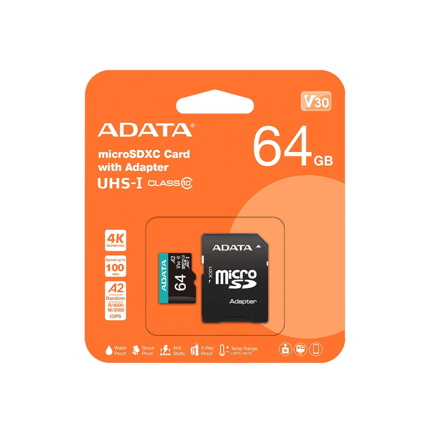 Memoria Microsd Adata 64gb Premier Pro V30s Adaptador Sd