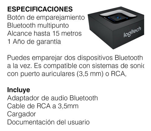 Adaptador Receptor Bluetooth Logitech Sonido Inalámbrico