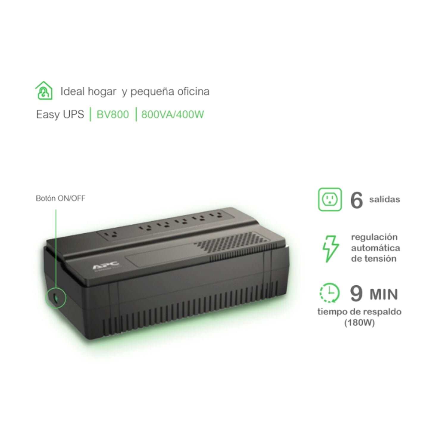 Ups Interactiva Apc Bv800 450w 800va 6 Tomas Respaldo Avr