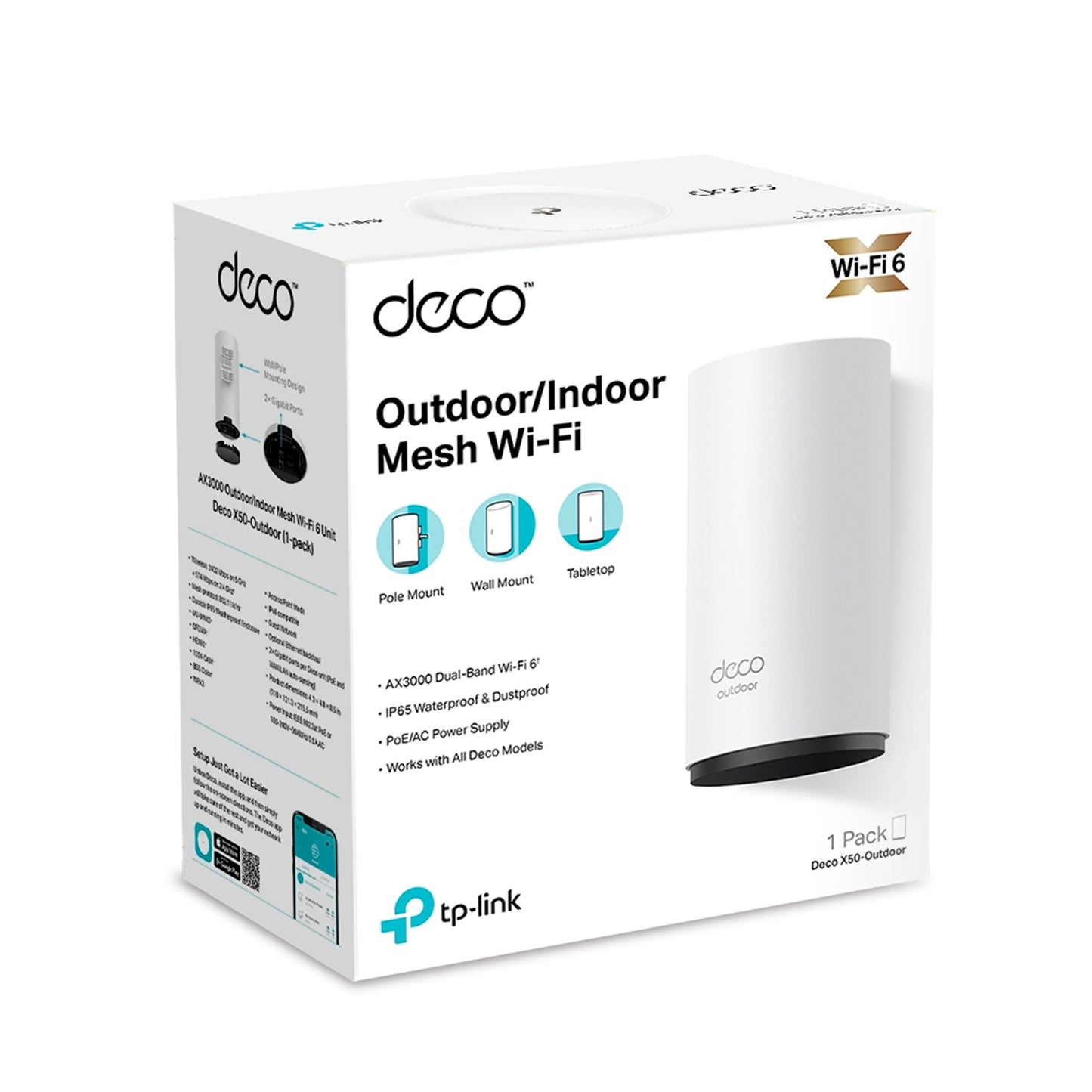Sistema Tp-Link Deco X50 Wi-Fi 6 Mesh AI AX3000 exterior