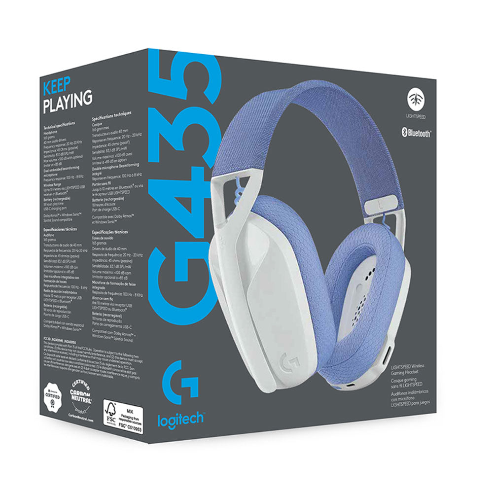 Diadema Gamer Logitech G435 Inalám LIGHTSPEED PS5 MAC PC