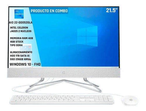 Computador Todo En Uno Hp Celeron J4025 4gb Hdd 1tb +ssd 256