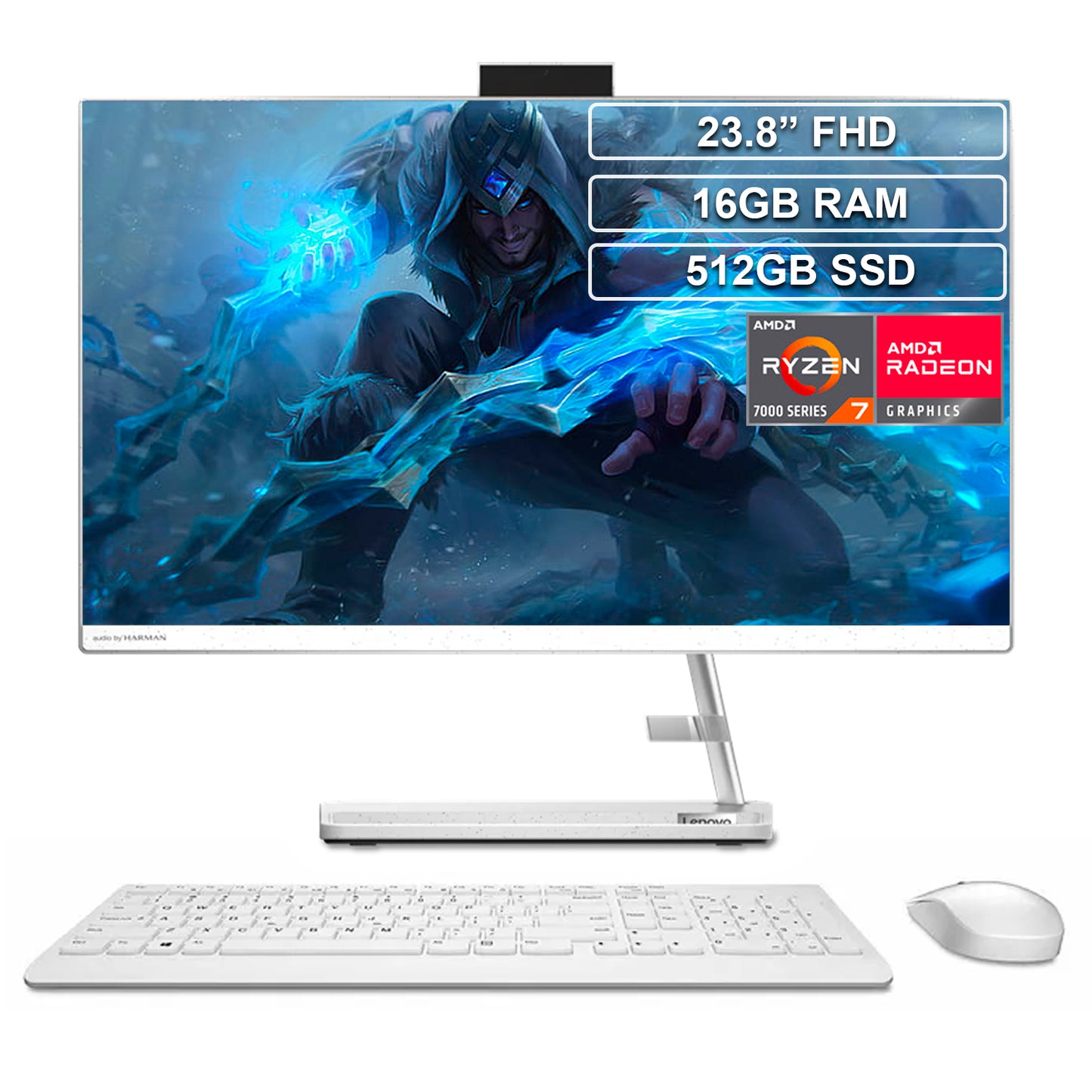 Todo en uno AIO Lenovo Ryzen 7 7730U 16GB 512GB FHD IPS 23.8