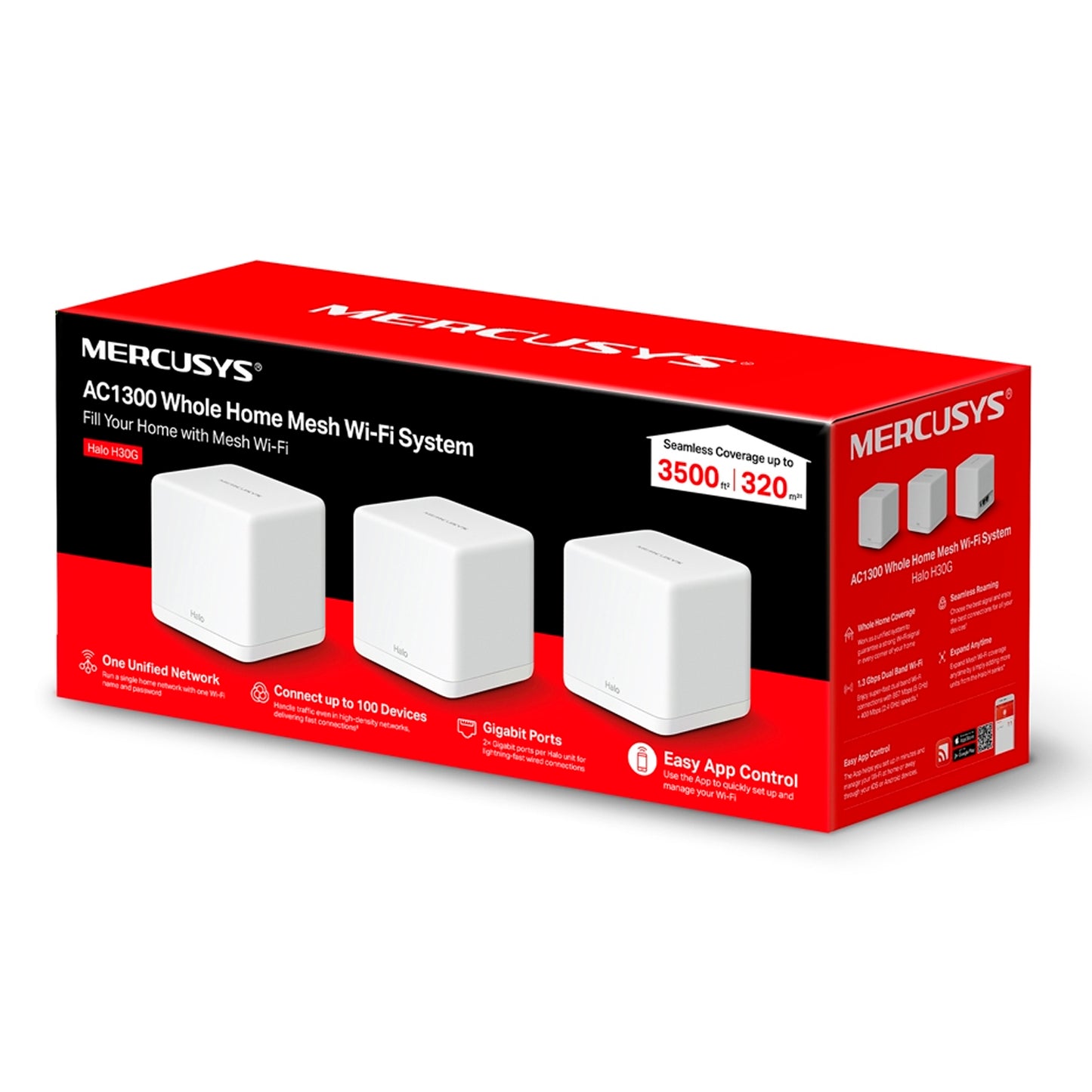 Wi-fi Mesh Mercusys Halo H30g Ac1300 Doble Banda (3-pack)