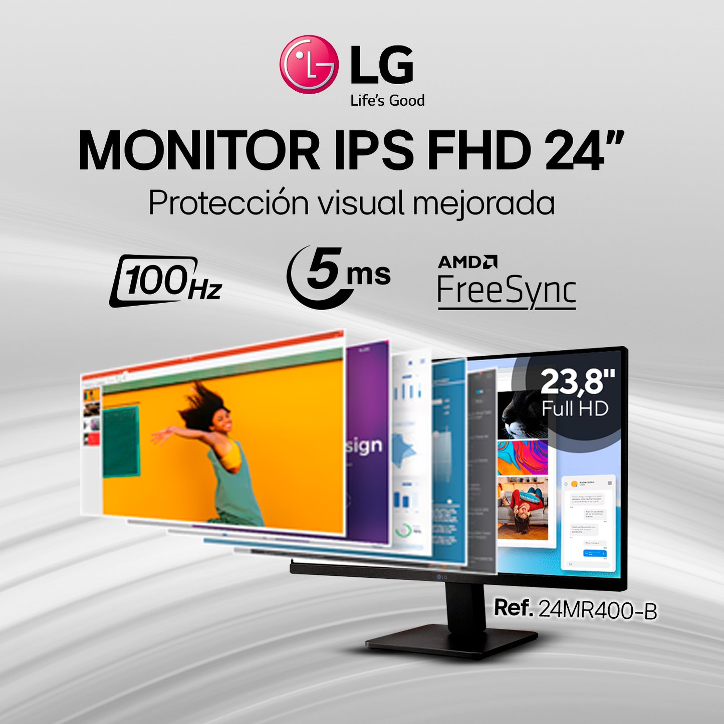 Monitor LG 24MR400-B 24 Ips Full HD 100mhz sin bordes