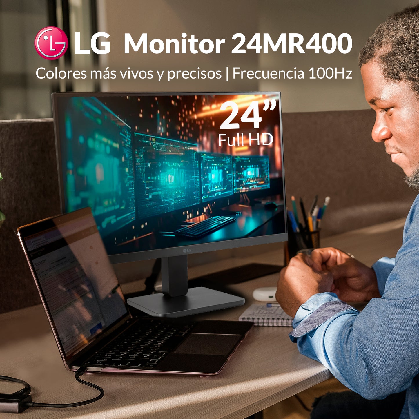 Monitor LG 24MR400-B 24 Ips Full HD 100mhz sin bordes