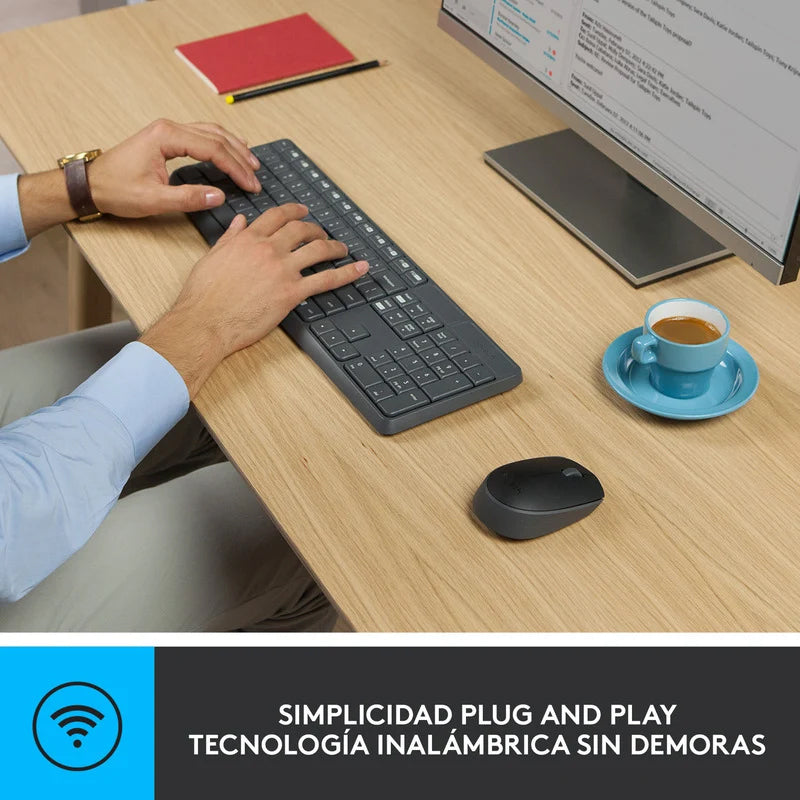 Logitech MK235 Combo Inalámbrico Teclado y Mouse Ambidiestro 1 Año de Garantía