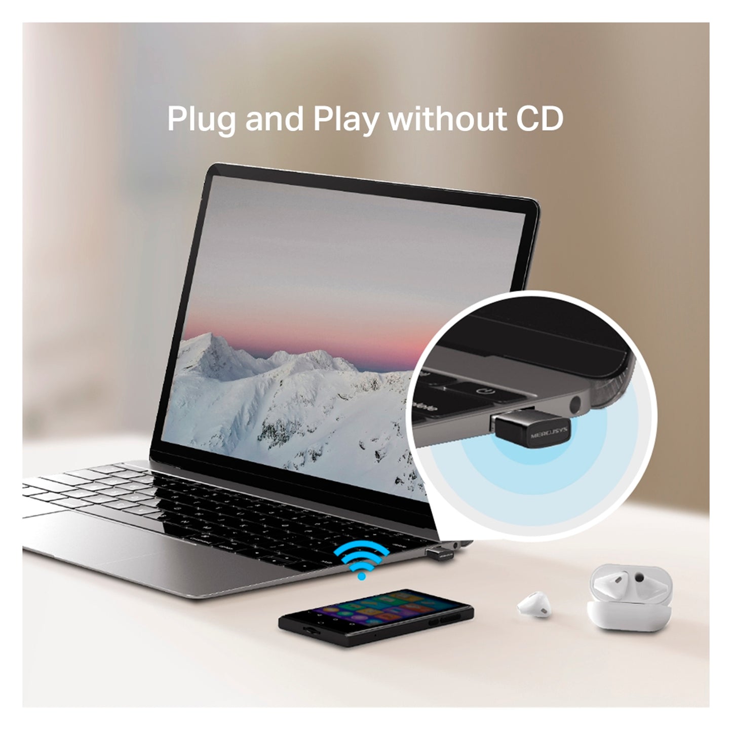 Adaptador Nano USB Wifi N300 MA12N Mercusys