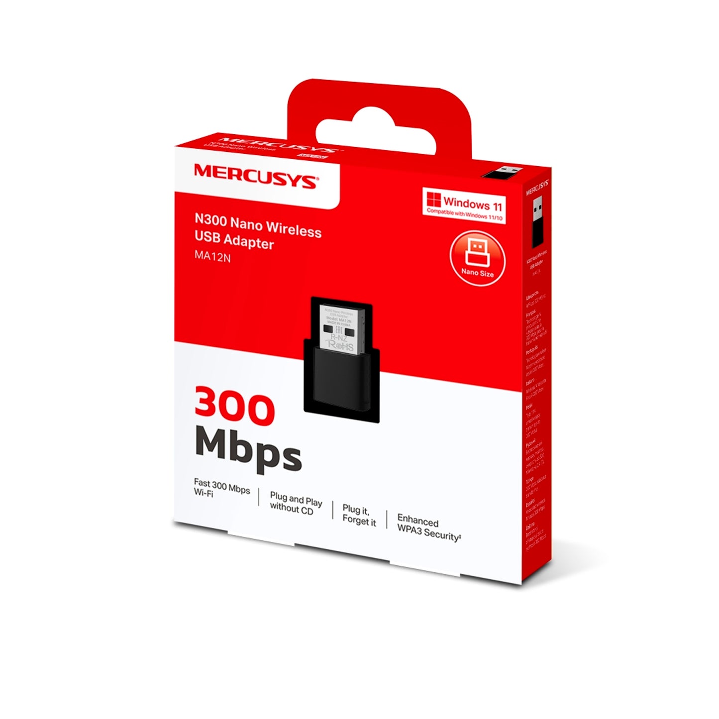 Adaptador Nano USB Wifi N300 MA12N Mercusys