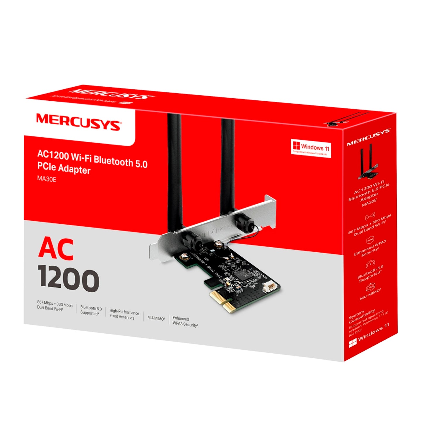 Adaptador De Red PCIe Mercusys MA30E Wifi Bluetooth AC1200