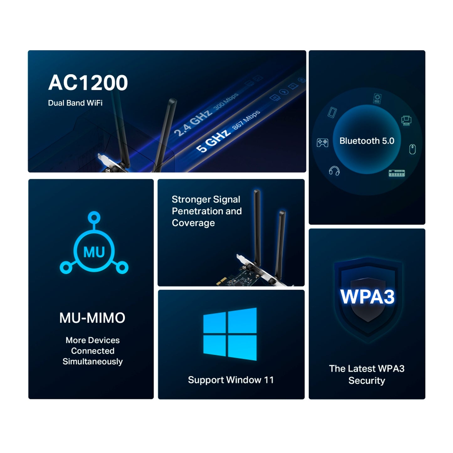 Adaptador De Red PCIe Mercusys MA30E Wifi Bluetooth AC1200