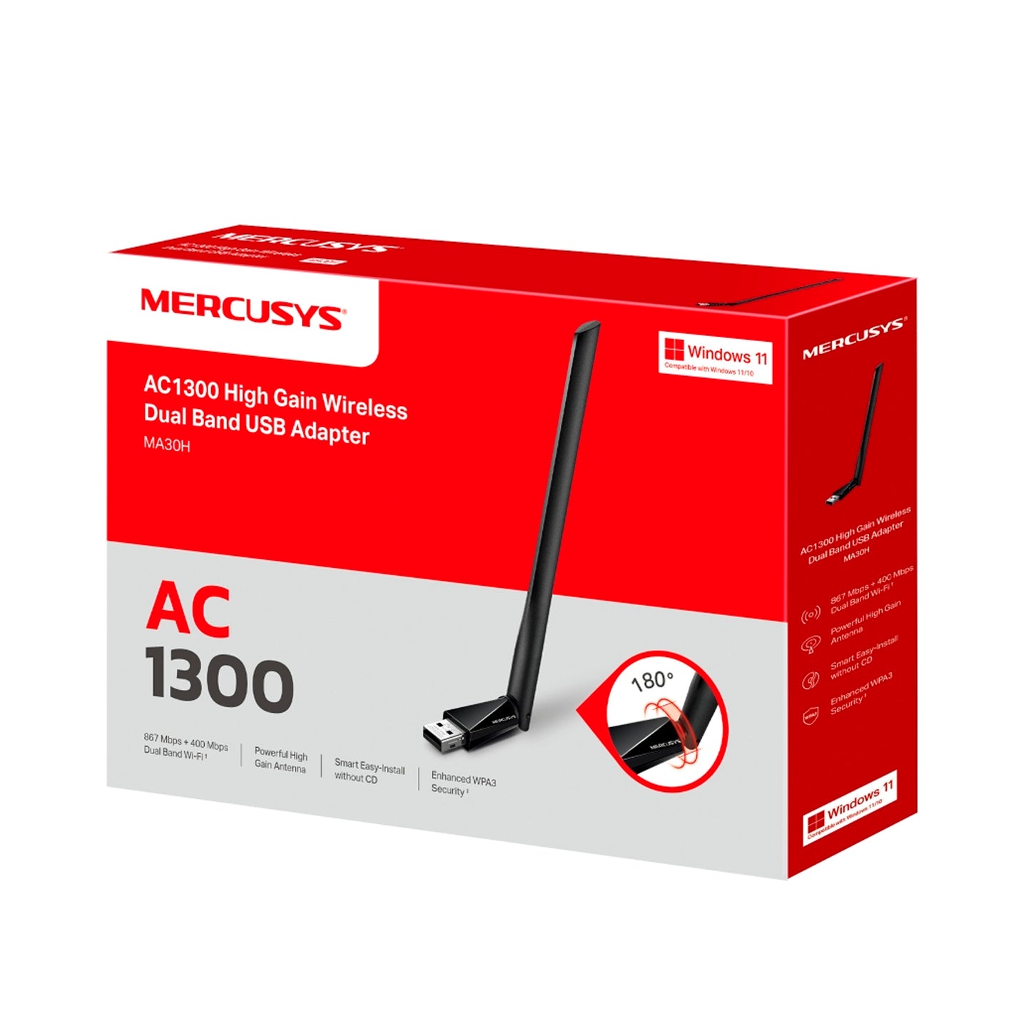 Adaptador USB Wifi Mercusys MA30H inalámbrico AC1300