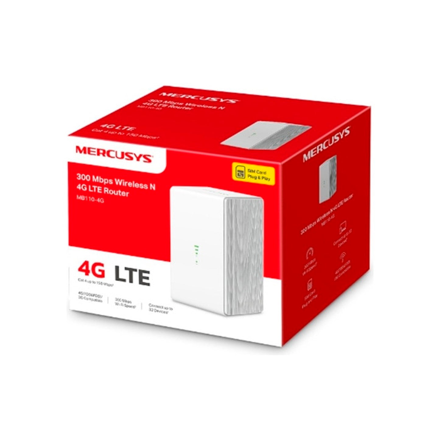 Router Inalámbrico Mercusys Mb110-4g Sim 4g Lte Wifi 300mbps
