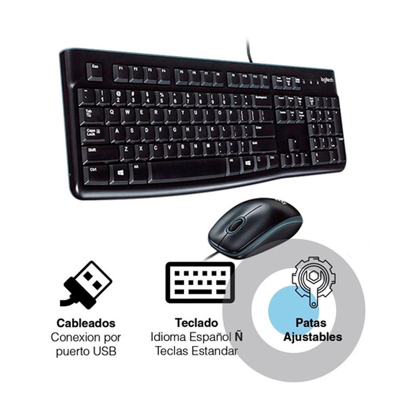 Logitech Mk120 Combo Teclado Y Mouse Usb Plug And Play Ñ