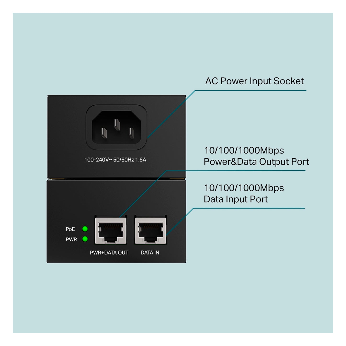 Adaptador de inyector PoE TP-Link TL-PoE170s V2