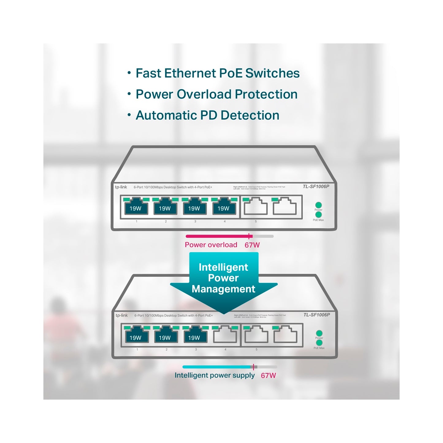 SWITCH TP LINK TL-SF1006P POE 6 PUERTOS 10/100 MBPS