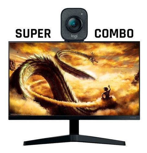 Monitor Samsung 22 T35f Full Hd Hdmi + Logitech Streamcam