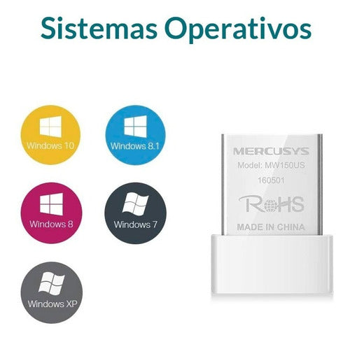 Adaptador De Red Wifi Usb Nano 150mbps Mw150us Mercusys