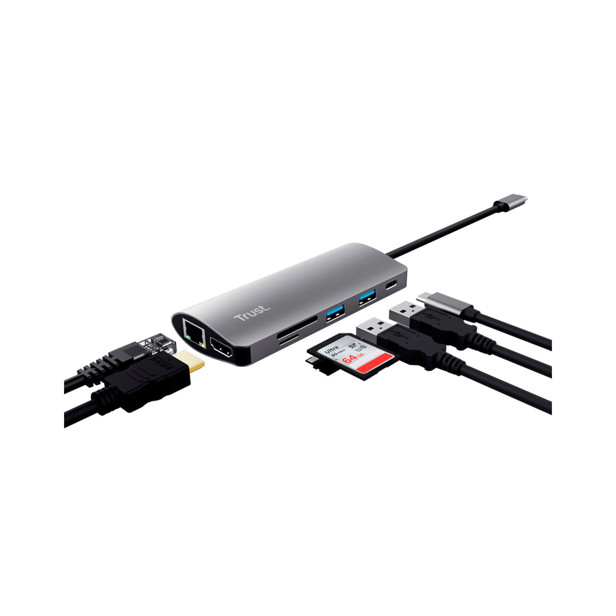 Adaptador Hub Trust Dalyx Multipuerto USB Tipo-C 7 en 1