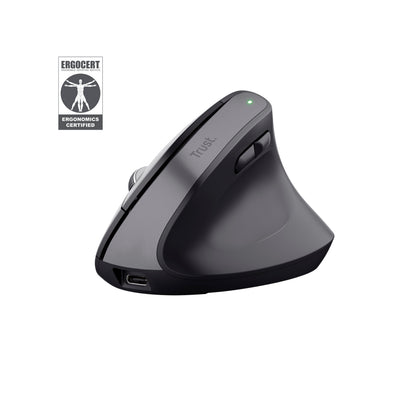 Mouse Trust Bayo+ Inalámbrico Ergonómico Multidispositivo - Negro