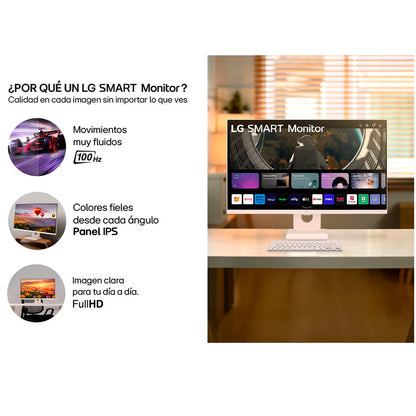 Combo Monitor LG 27U511SA Smart 27 IPS Bluetooth WebOs + Diadema Logitech H390 USB Blanca + Obsequio Tarjeta DirecTV GO