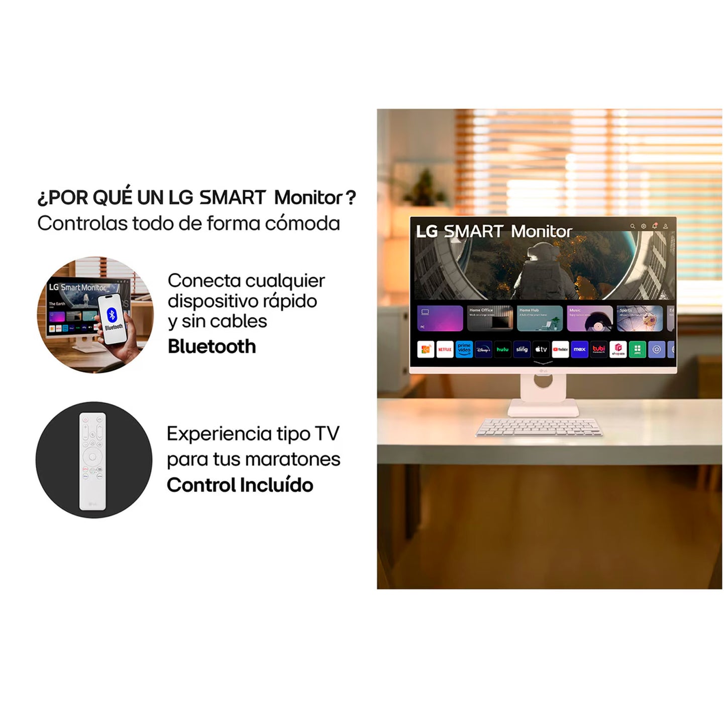 Combo Monitor LG 27U511SA Smart 27 IPS Bluetooth WebOs + Diadema Logitech H390 USB Blanca + Obsequio Tarjeta DirecTV GO