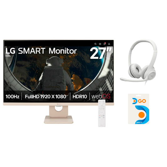 Combo Monitor LG 27U511SA Smart 27 IPS Bluetooth WebOs + Diadema Logitech H390 USB Blanca + Obsequio Tarjeta DirecTV GO