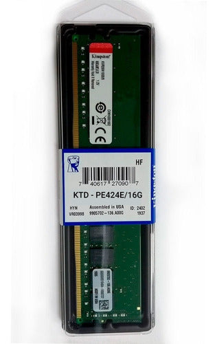 Memoria Ram 16gb Para Pc Torre Ddr4 2400 Kingston Escritorio