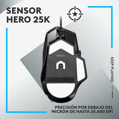 Mouse Gaming Logitech G502 X LIGHTFORCE HERO 25K Negro