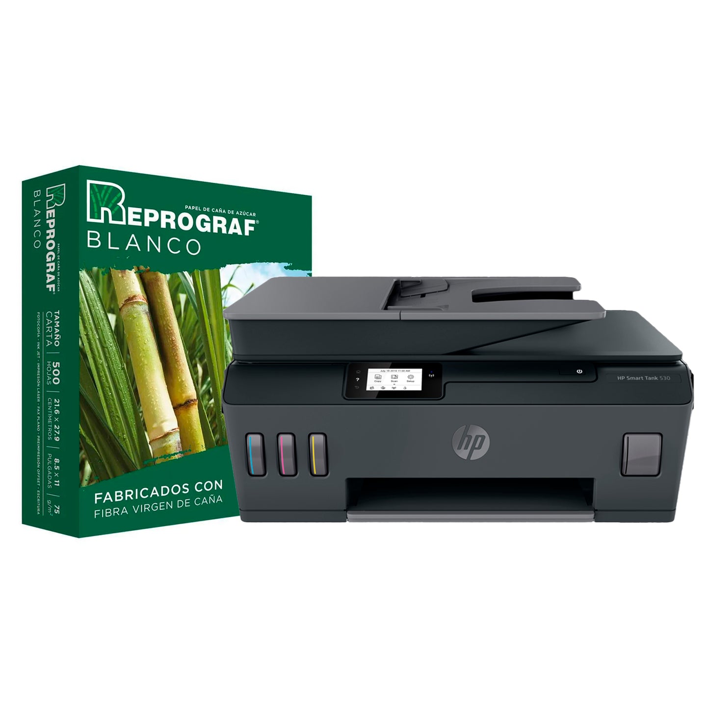 Impresora Multifuncional HP Smart Tank 530 + Resma de Papel