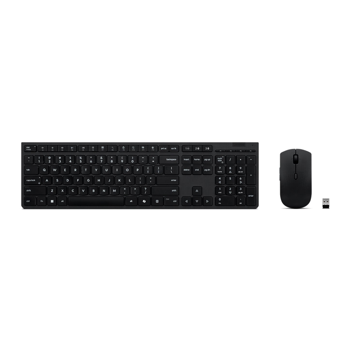 Combo teclado y mouse lenovo inalambrico recargable - Negro