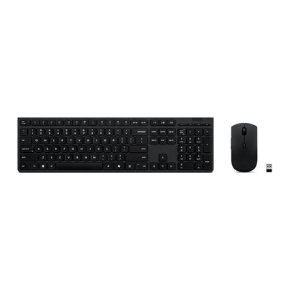 Combo teclado y mouse lenovo inalambrico recargable - Negro