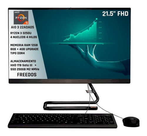Todo En Uno Lenovo Amd Ryzen 3 3250u 12gb 1tb Hdd Ssd 250gb