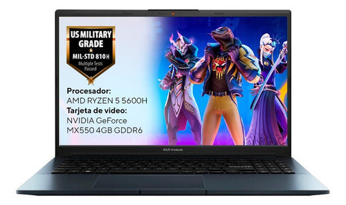 Portátil Asus M6500 Ryzen 5 5600h 16gb Ssd 512gb Mx550 4gb