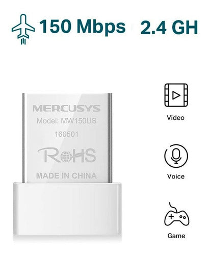 Adaptador De Red Wifi Usb Nano 150mbps Mw150us Mercusys