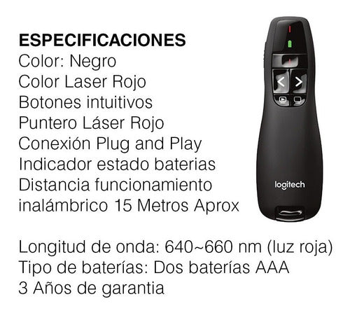 Presentador De Diapositivas Inalambrico Logitech R400