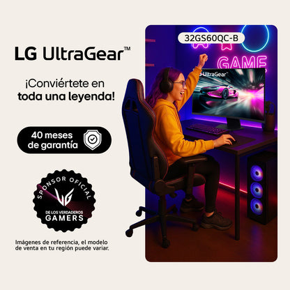 Monitor Gamer UltraGear LG 32” 32GS60QC-B QHD 180Hz 1ms