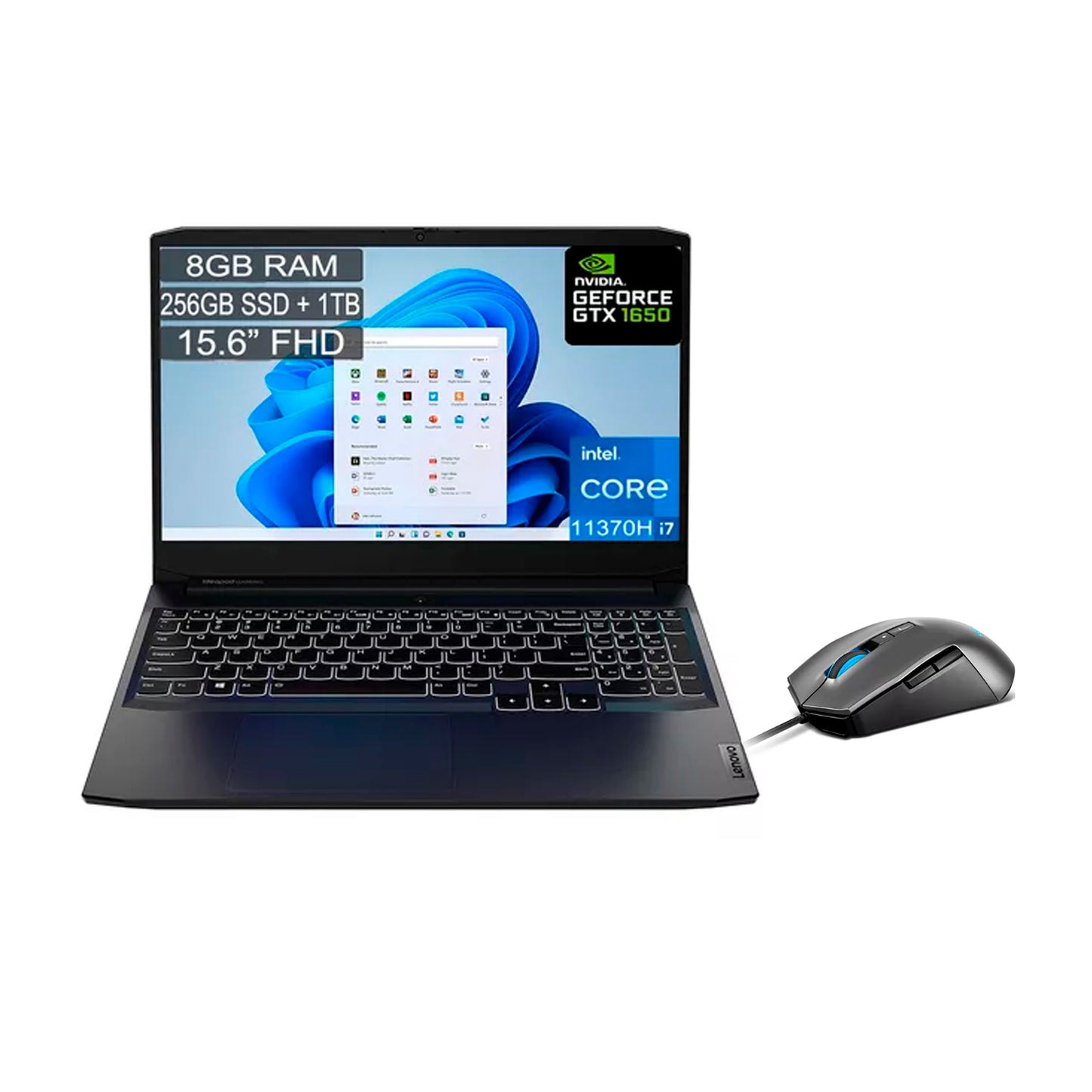 Portatil Gaming lenovo 15IHU6 Core i7 11370H 8gb 256gb + 1TB
